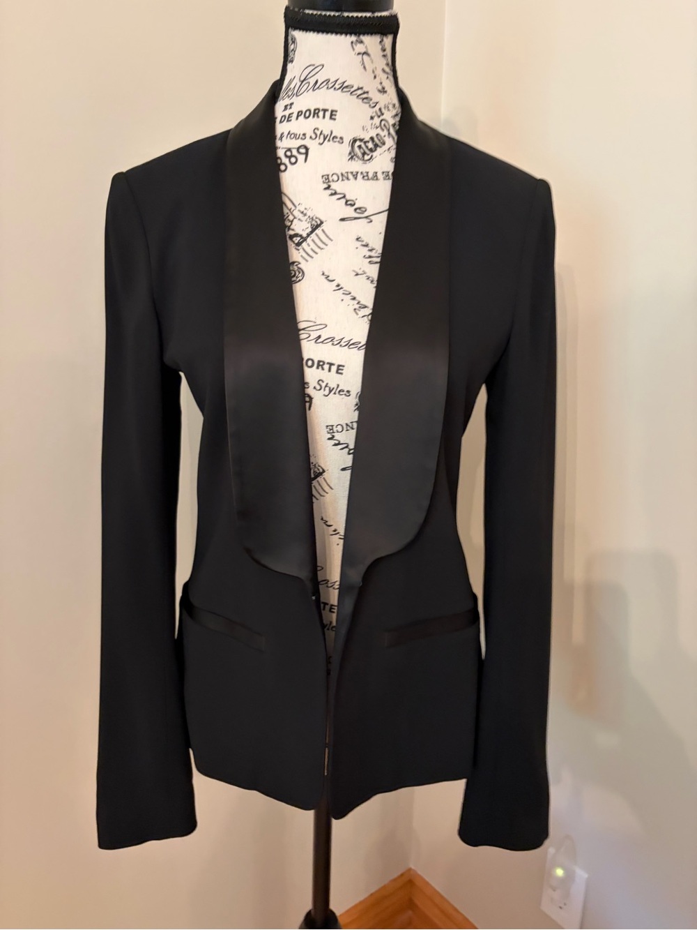 French Connection Black Satin-Trim Blazer